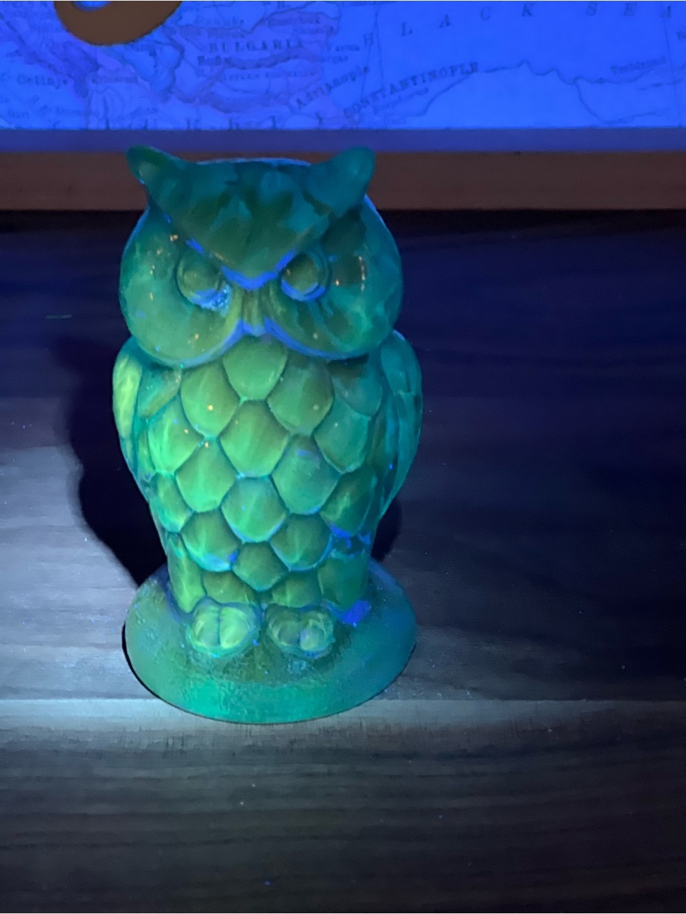 Vintage Uranium Rare Mosier Vibrant Cobalt Blue Glass Owl Figurine